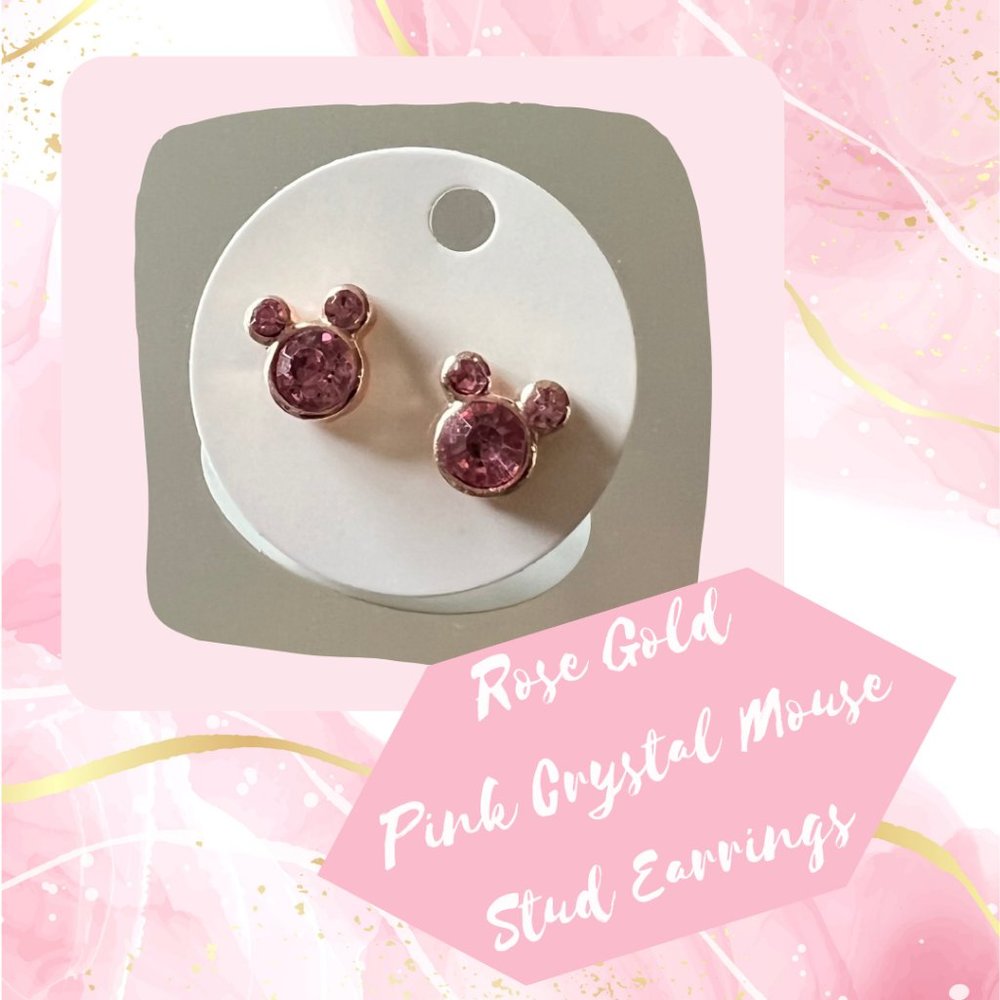 4/$20 Fun Rose Gold Faux Pink Diamond Stud Earrings  ~ NEW